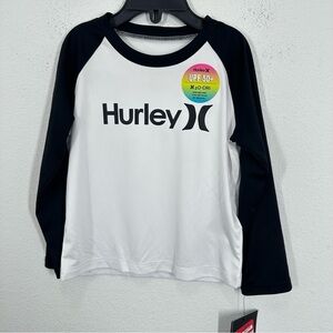 Hurley Boys Size 24 Month Black and‎ White UPF Longsleeve Sun Shirt Beach NWT